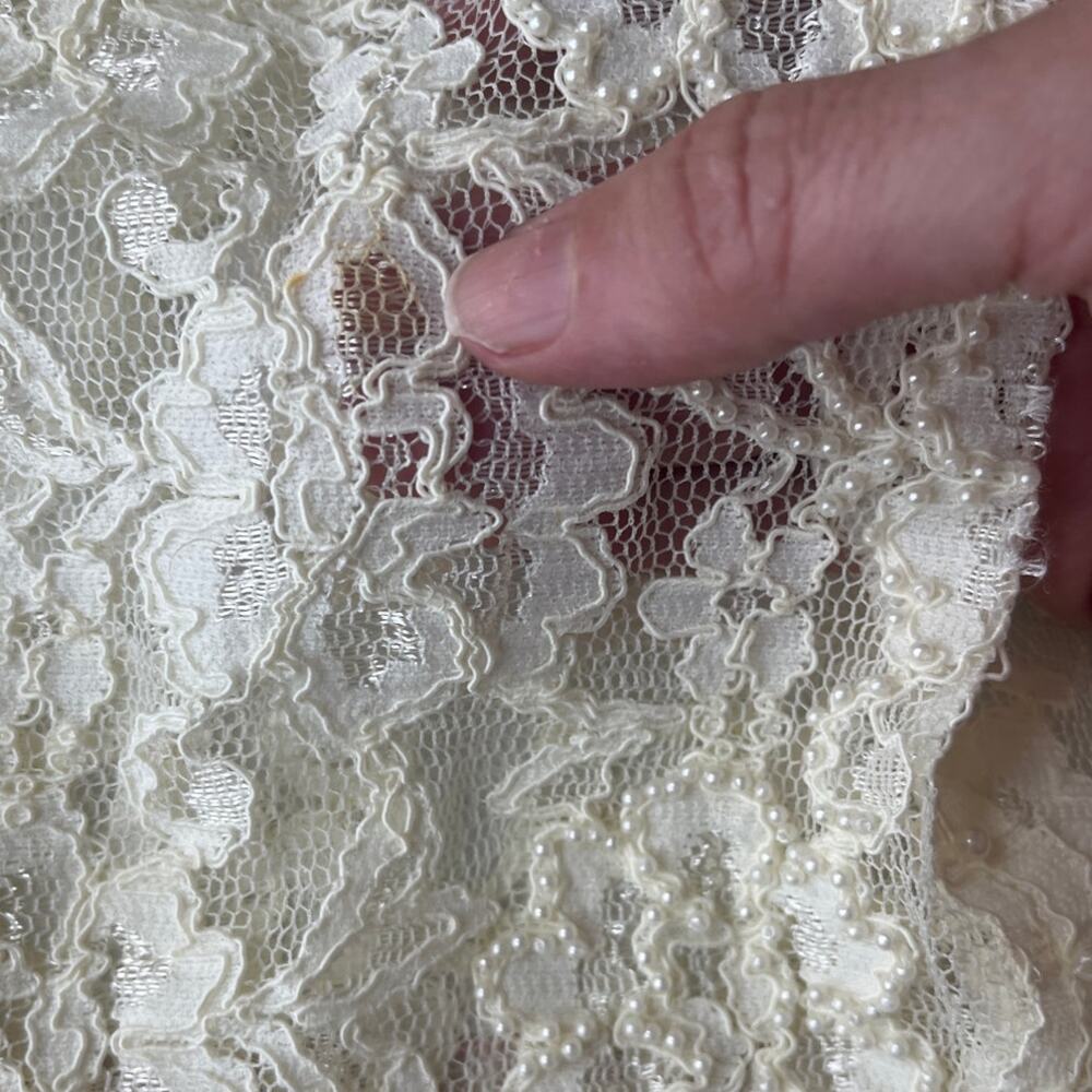 Vtg 90s Laura Ashley Lace Pearl Womens Cardigan 16 Romantic Cottagecore Bridal - Picture 9 of 10